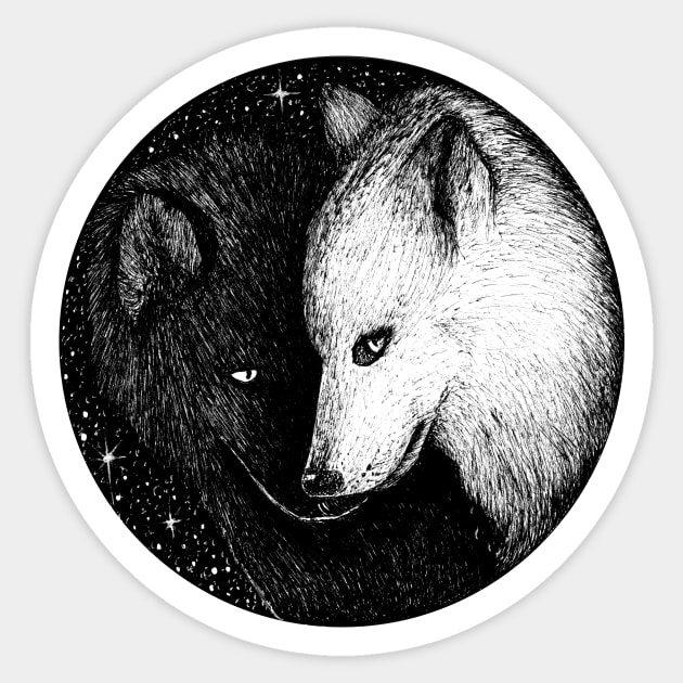 Wolves lovers - yin yang wolves Sticker by EWART